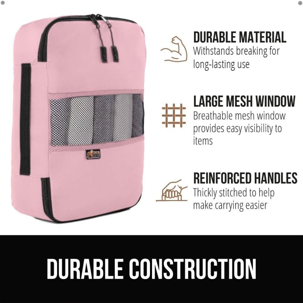 Travel Packing Organizers Luggage Packing Cubes Bag Storage 3-Pack Pink - Picture 4 of 10